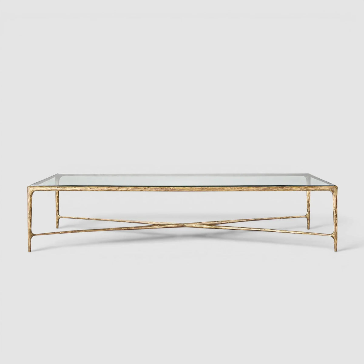 Hand-Forged Glass Rectangular Coffee Table - Lamp Modern