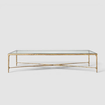 Hand-Forged Glass Rectangular Coffee Table - Lamp Modern