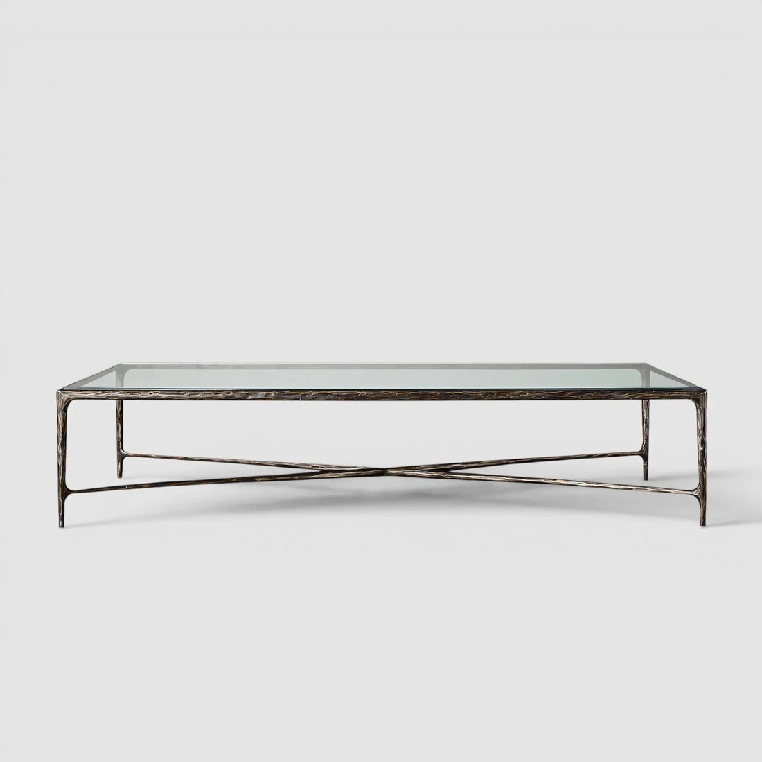 Hand-Forged Glass Rectangular Coffee Table - Lamp Modern