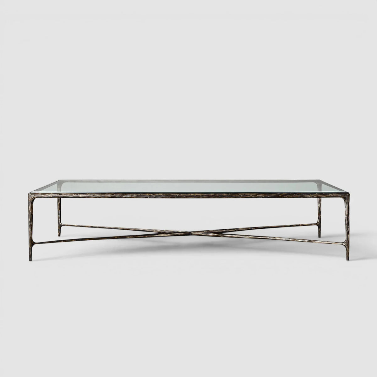 Hand-Forged Glass Rectangular Coffee Table - Lamp Modern