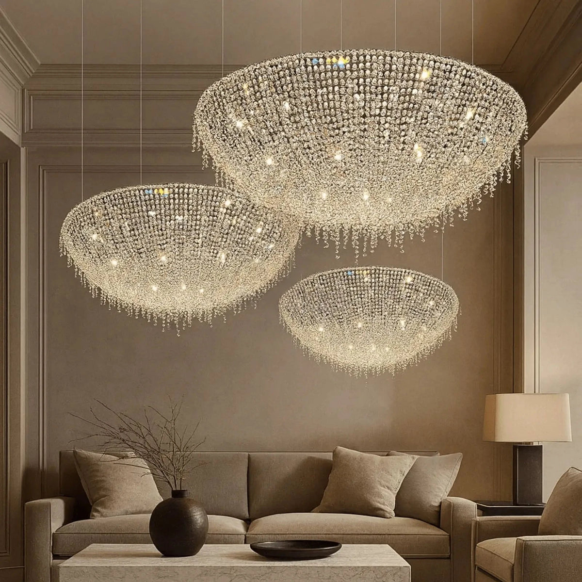 Adena Crystal Tassel Chandelier - lampmodern