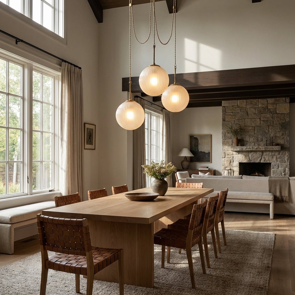 Agnes Multi - Globe Ribbed Opal Glass Chandelier - lampmodern