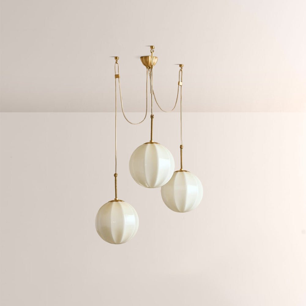 Agnes Multi - Globe Ribbed Opal Glass Chandelier - lampmodern