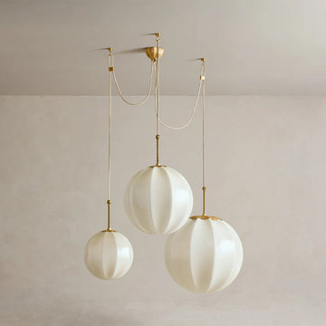 Agnes Multi - Globe Ribbed Opal Glass Chandelier - lampmodern