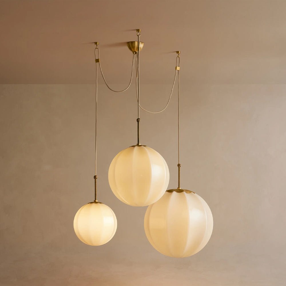 Agnes Multi - Globe Ribbed Opal Glass Chandelier - lampmodern