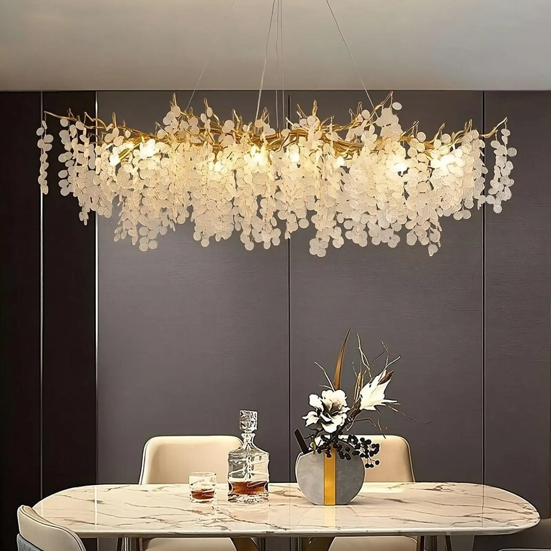 Albero Frost Glass Dining Chandelier - lampmodern
