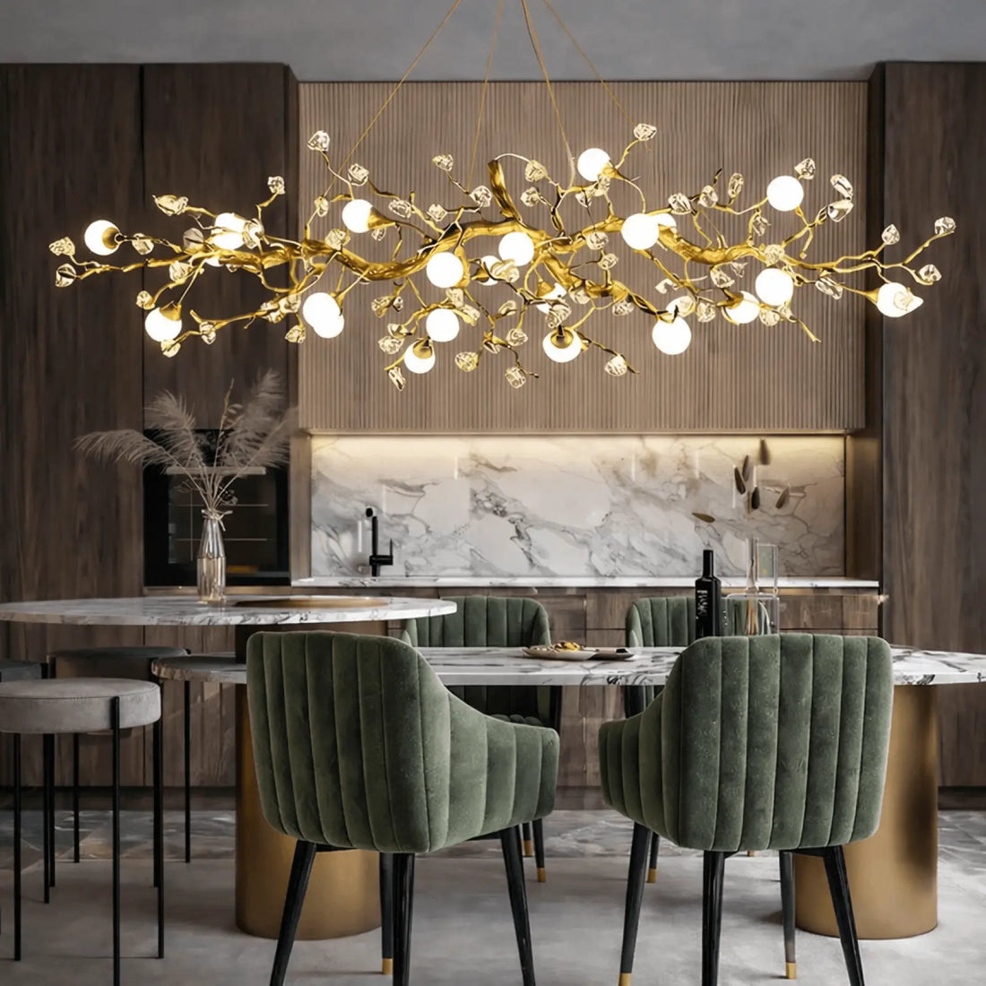 Albero Sculptural Gold Branch Chandelier - lampmodern