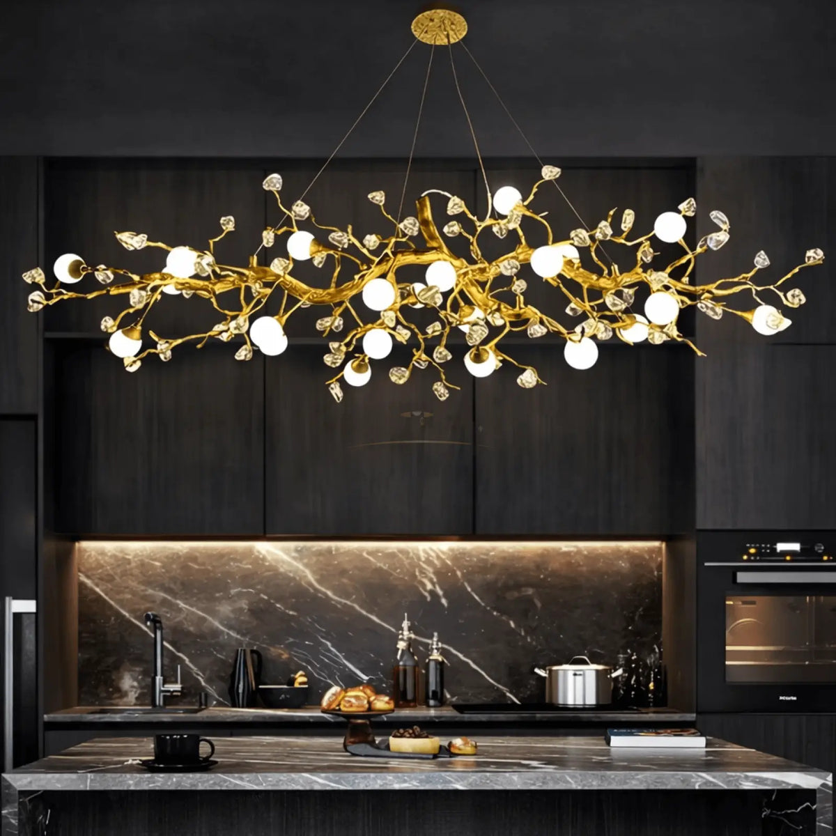 Albero Sculptural Gold Branch Chandelier - lampmodern