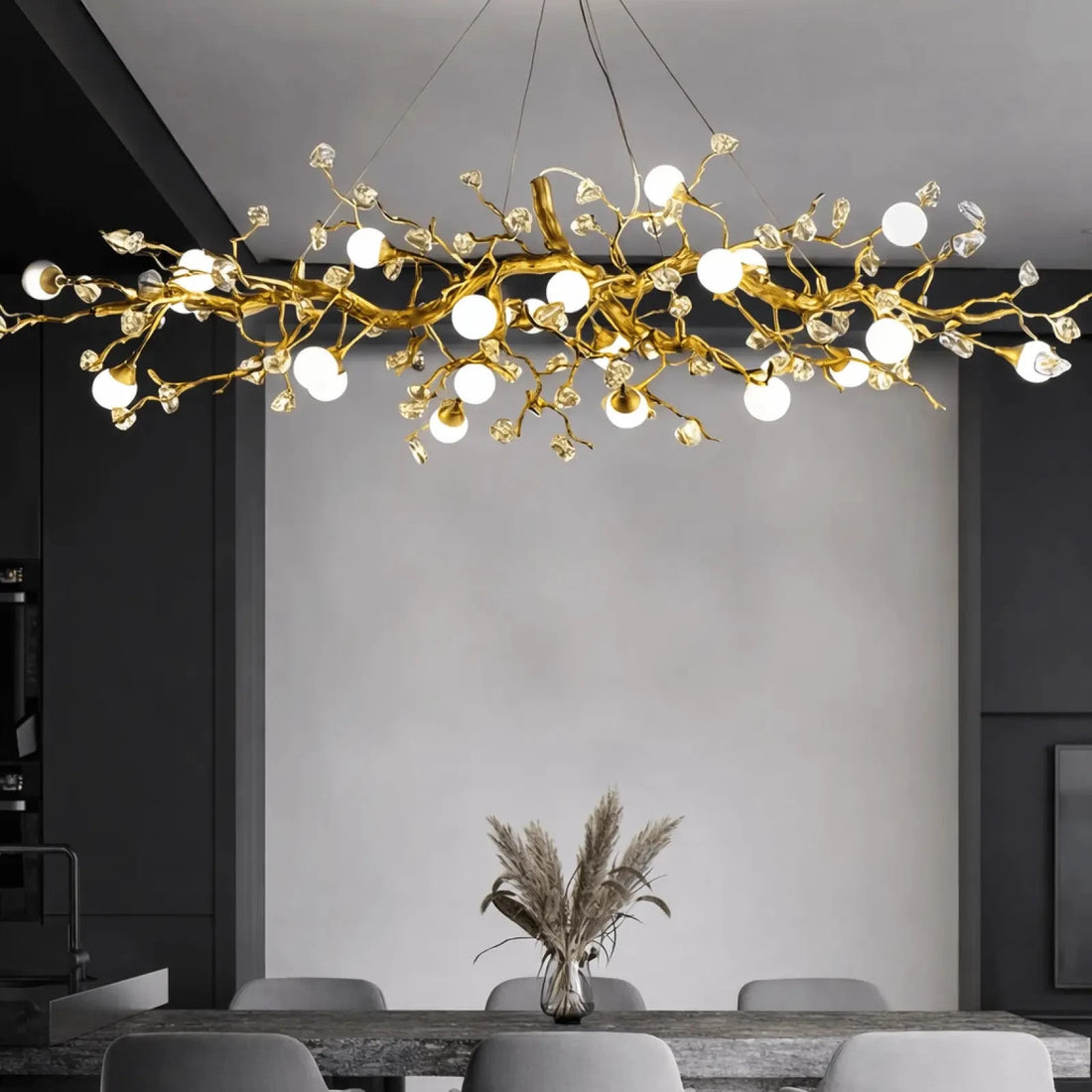 Albero Sculptural Gold Branch Chandelier - lampmodern