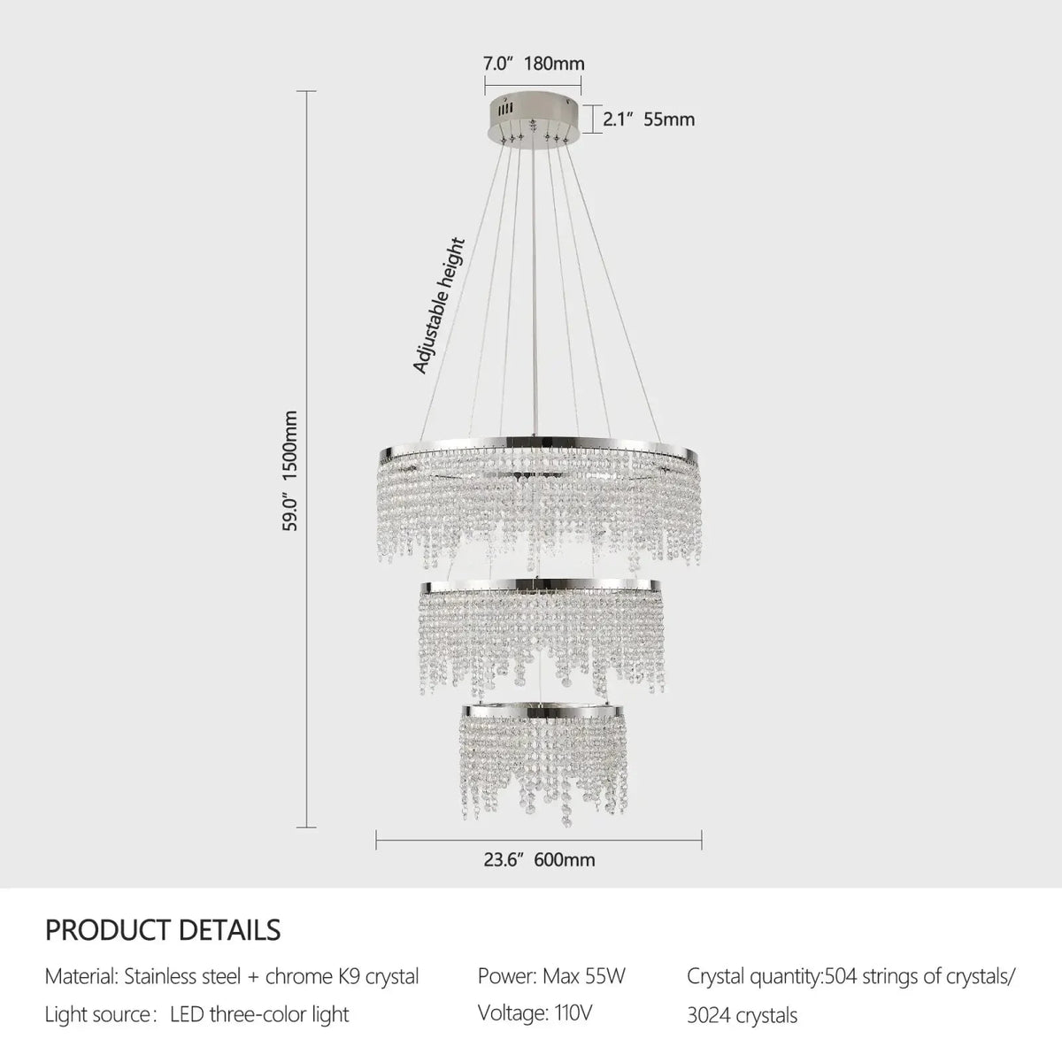 Alleri Crystal Foyer Chandelier - lampmodern