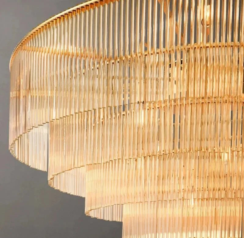 Amad Round Glass Rod Chandelier - lampmodern