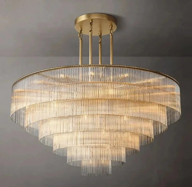 Amad Round Glass Rod Chandelier - lampmodern