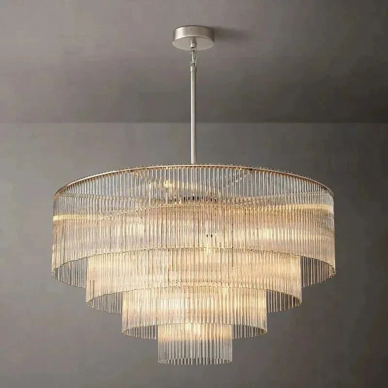 Amad Round Glass Rod Chandelier - lampmodern