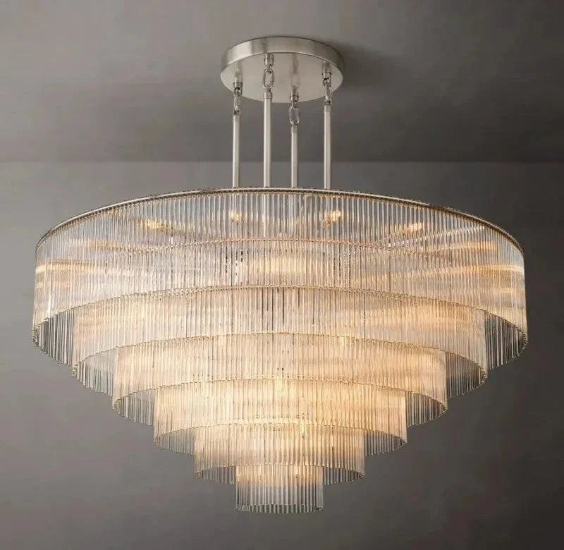 Amad Round Glass Rod Chandelier - lampmodern