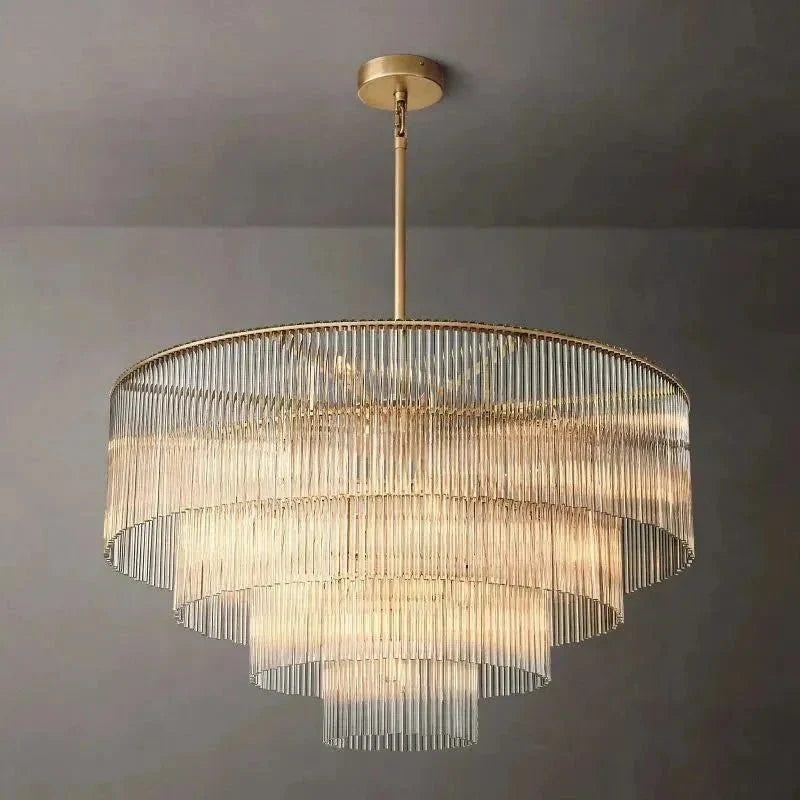 Amad Round Glass Rod Chandelier - lampmodern