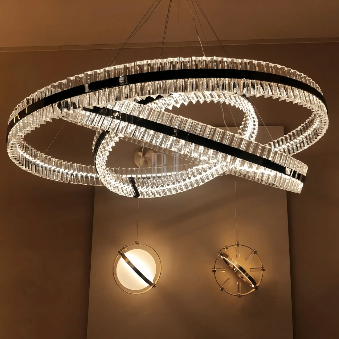 Aquinox 3 - Tier Round Crystal Ring LED Chandelier - 28" DiameterLacquered Brasslampmodern