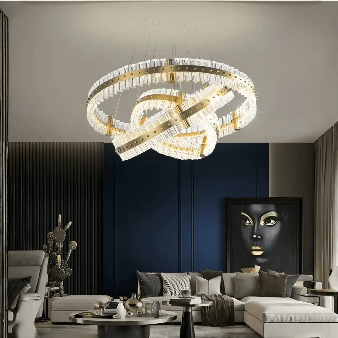 Aquinox 3 - Tier Round Crystal Ring LED Chandelier - 28" DiameterLacquered Brasslampmodern