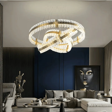 Aquinox 3 - Tier Round Crystal Ring LED Chandelier - 28" DiameterLacquered Brasslampmodern