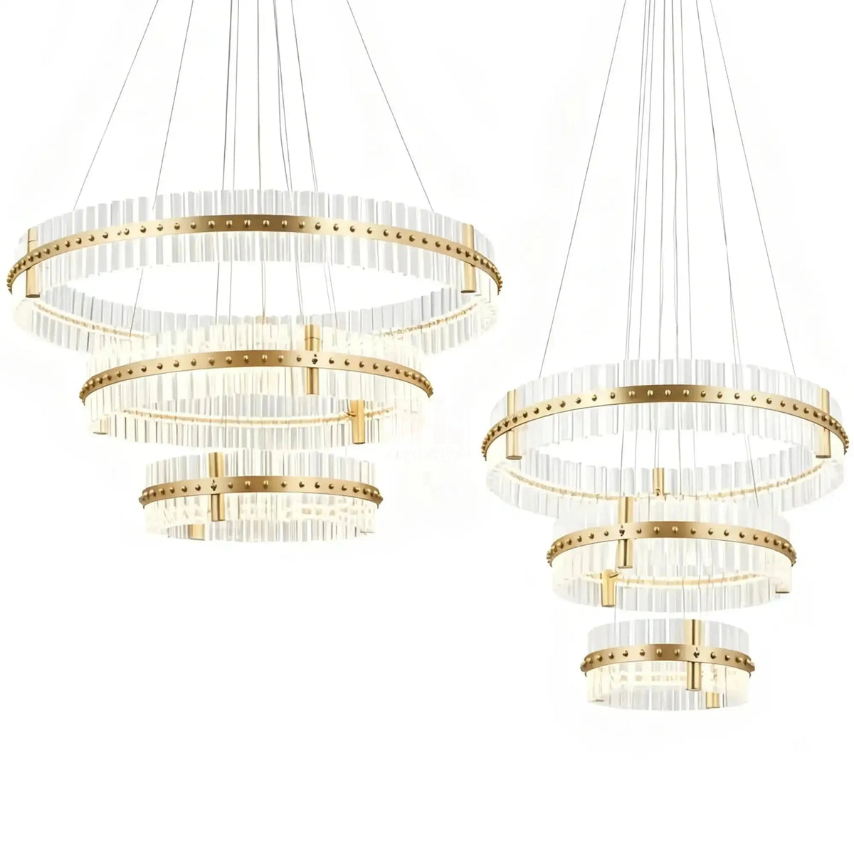 Aquinox 3 - Tier Round Crystal Ring LED Chandelier - 28" DiameterPolished Nickellampmodern
