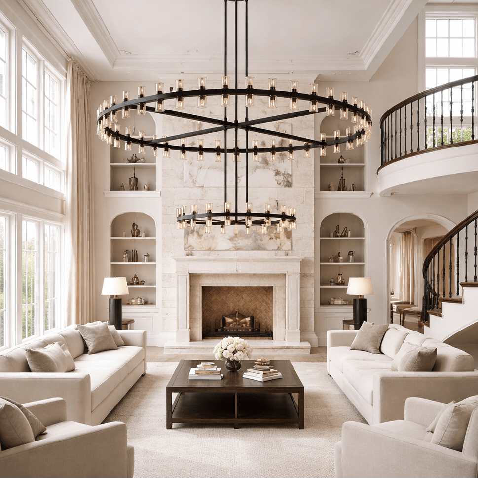 Arcachoe Round Two - tierd Wagon Wheel Chandelier - lampmodern