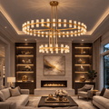Arcachoe Round Two - tierd Wagon Wheel Chandelier - lampmodern