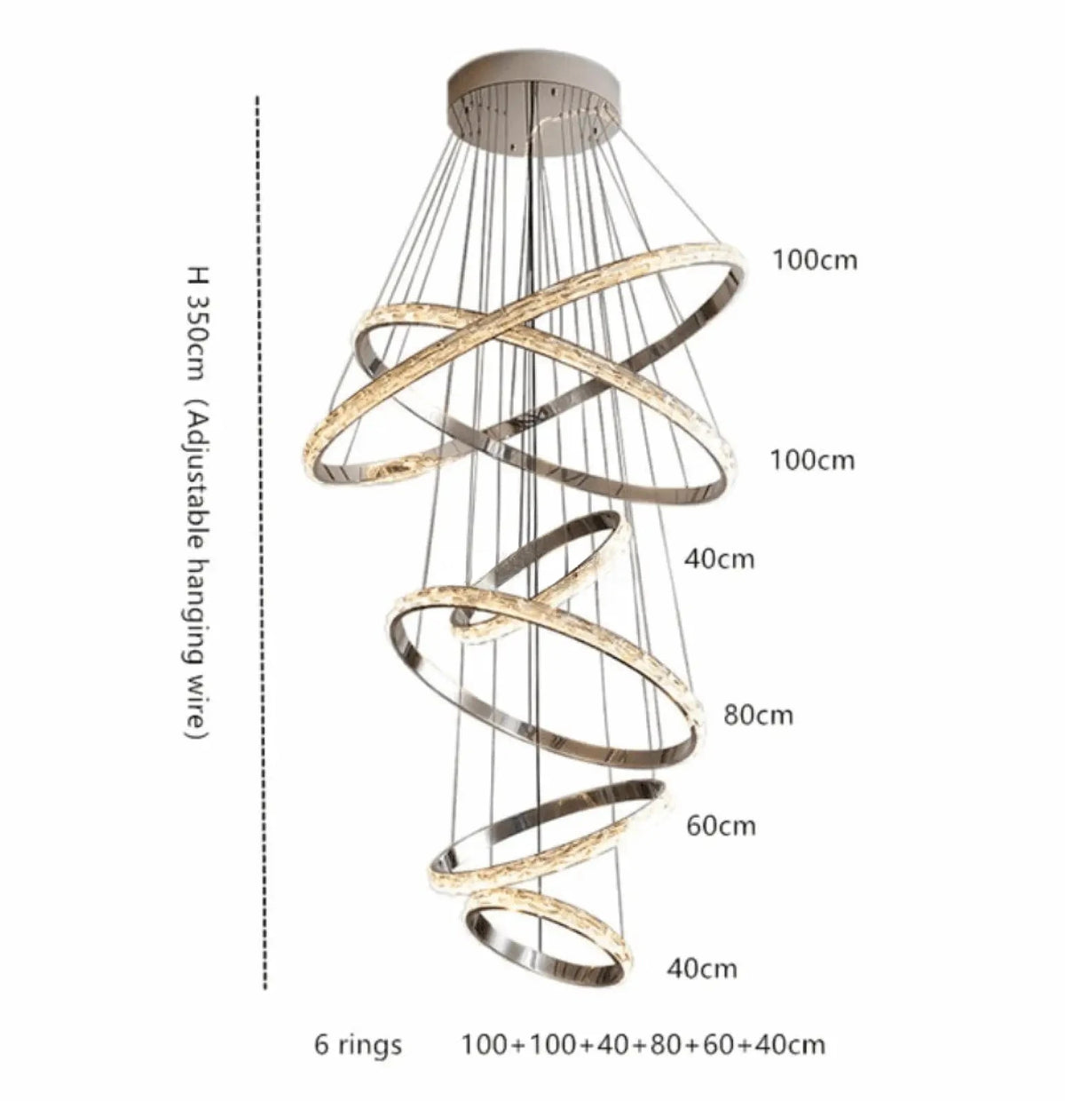 Argento Modern 6 - Tier Crystal Ring Chandelier - lampmodern