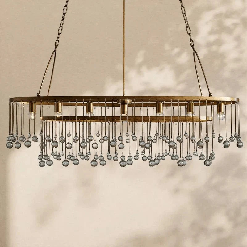 Aubrey Crystal Ball Oval Chandelier 7 Lights - lampmodern