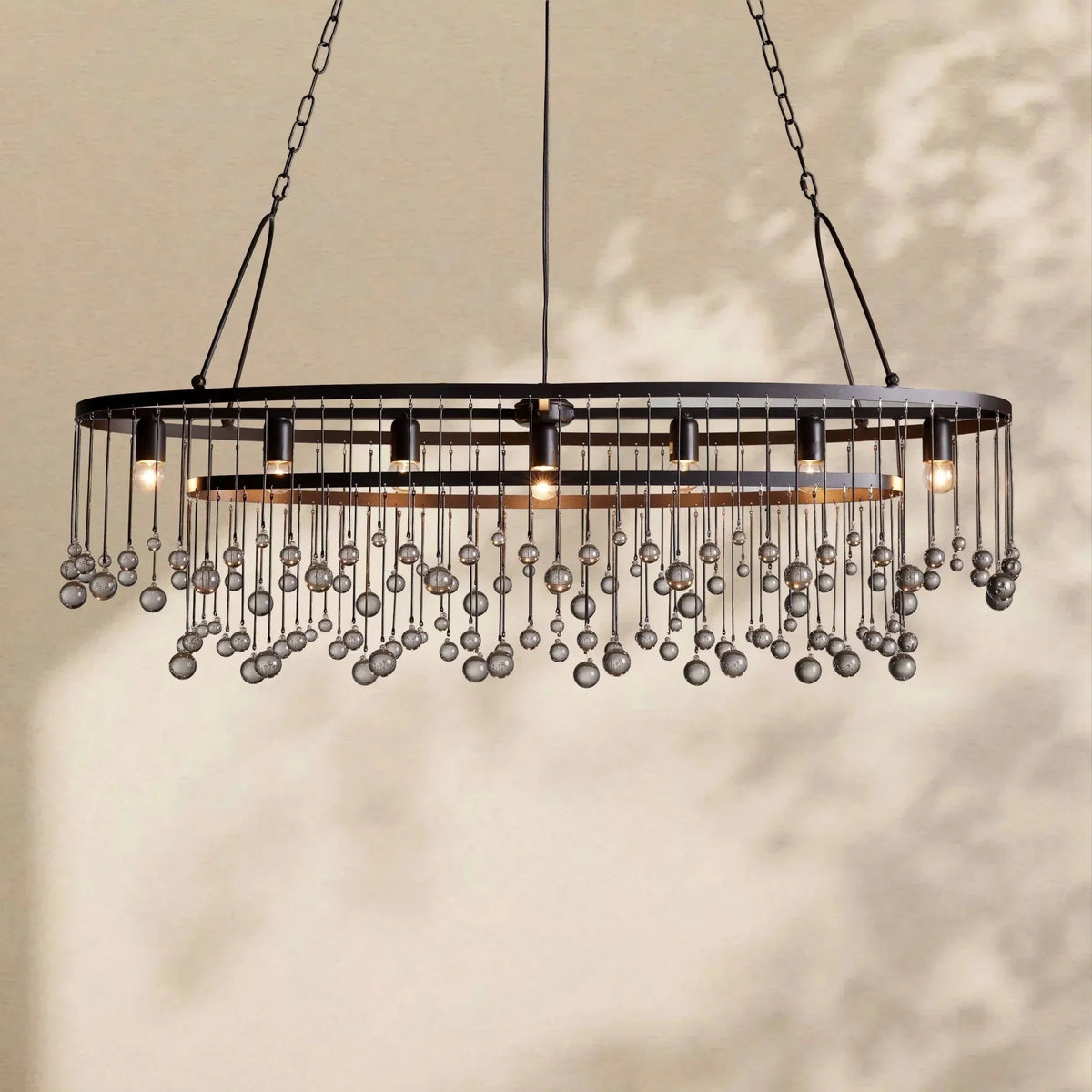 Aubrey Crystal Ball Oval Chandelier 7 Lights - lampmodern