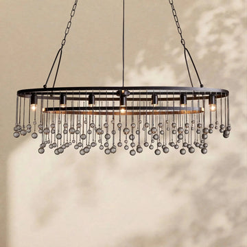Aubrey Crystal Ball Oval Chandelier 7 Lights - lampmodern