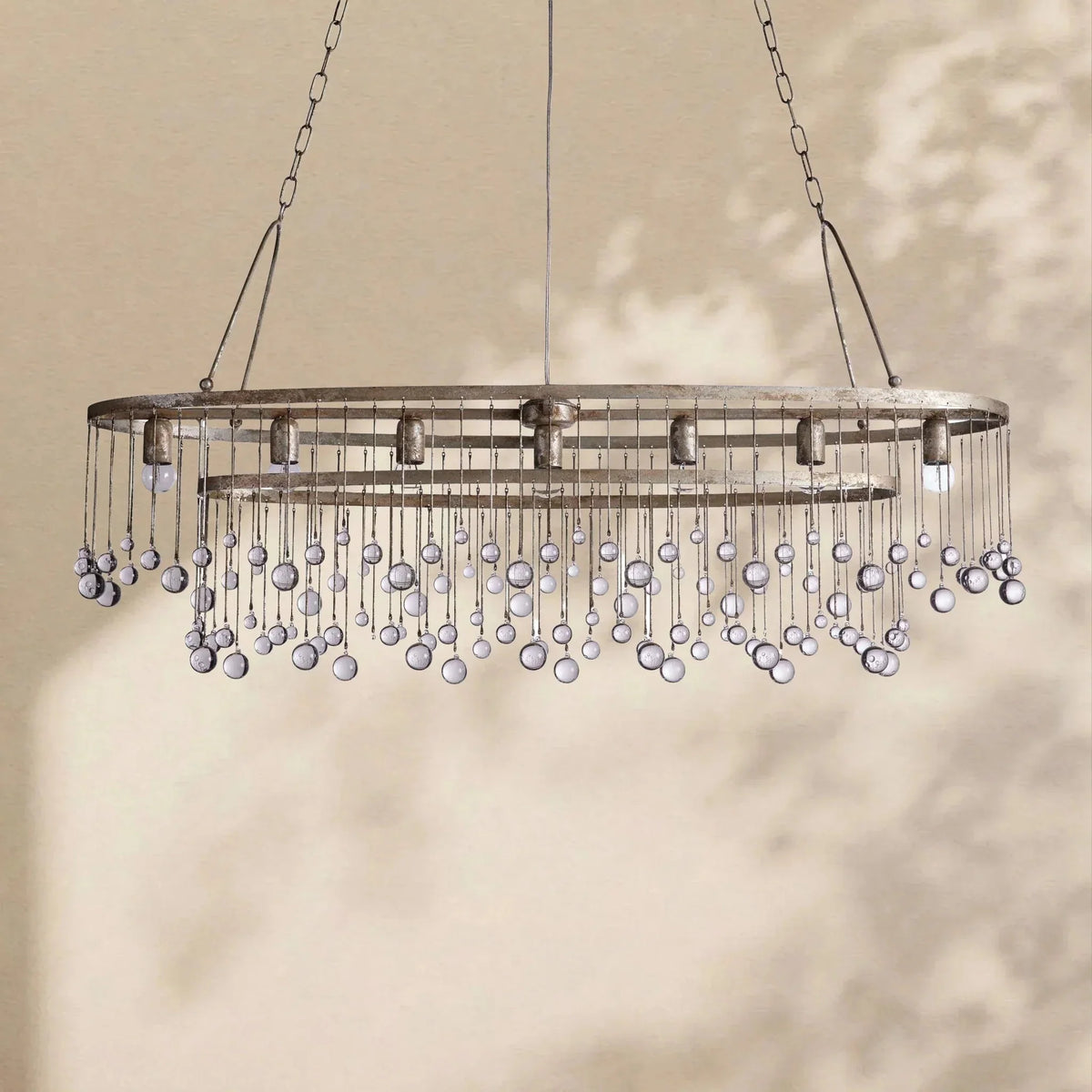 Aubrey Crystal Ball Oval Chandelier 7 Lights - lampmodern