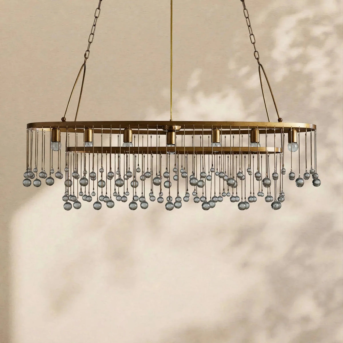 Aubrey Crystal Ball Oval Chandelier 7 Lights - lampmodern