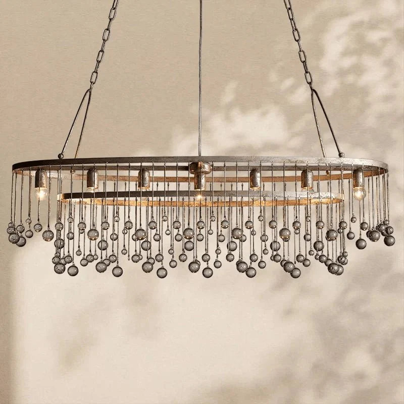Aubrey Crystal Ball Oval Chandelier 7 Lights - lampmodern