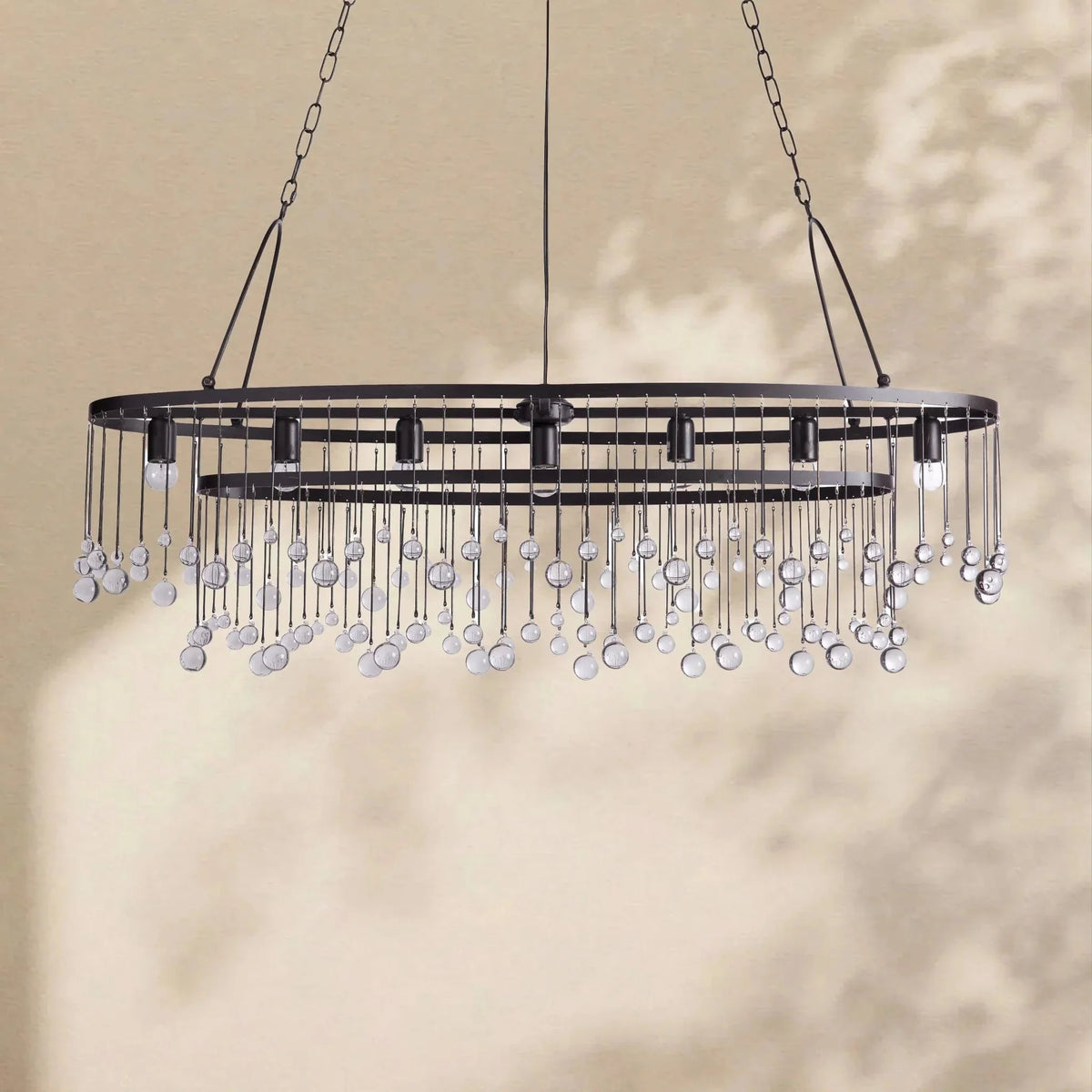 Aubrey Crystal Ball Oval Chandelier 7 Lights - lampmodern