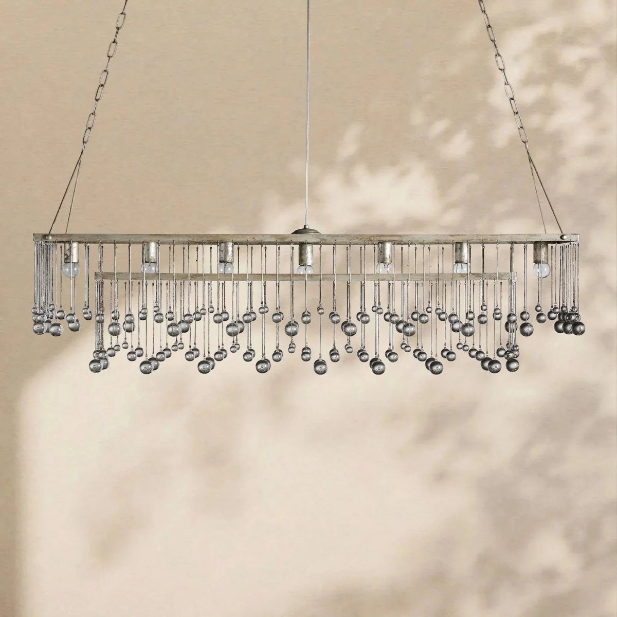 Aubrey Crystal Ball Rectangular Chandelier 47'' 60'' - lampmodern