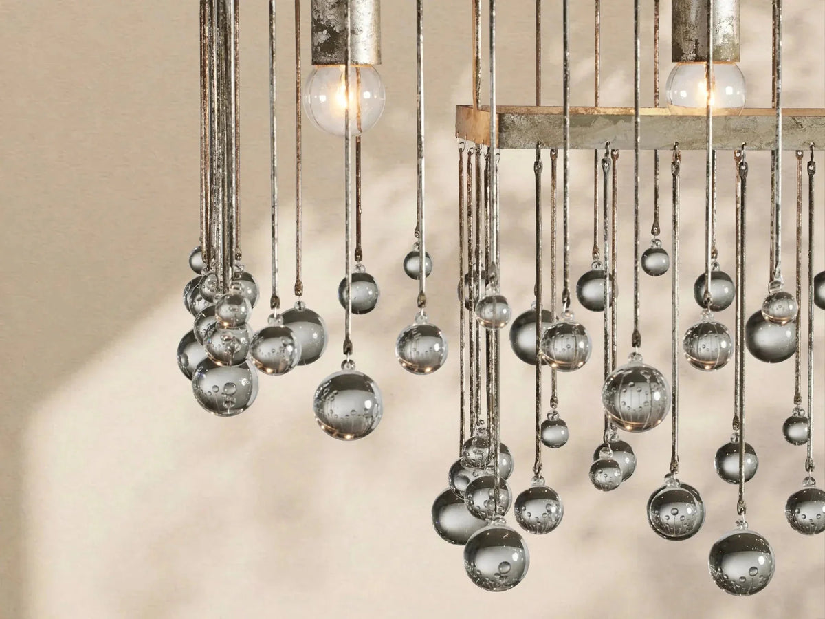 Aubrey Crystal Ball Rectangular Chandelier 47'' 60'' - lampmodern