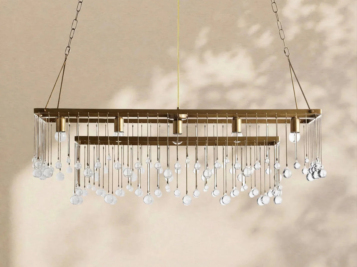 Aubrey Crystal Ball Rectangular Chandelier 47'' 60'' - lampmodern