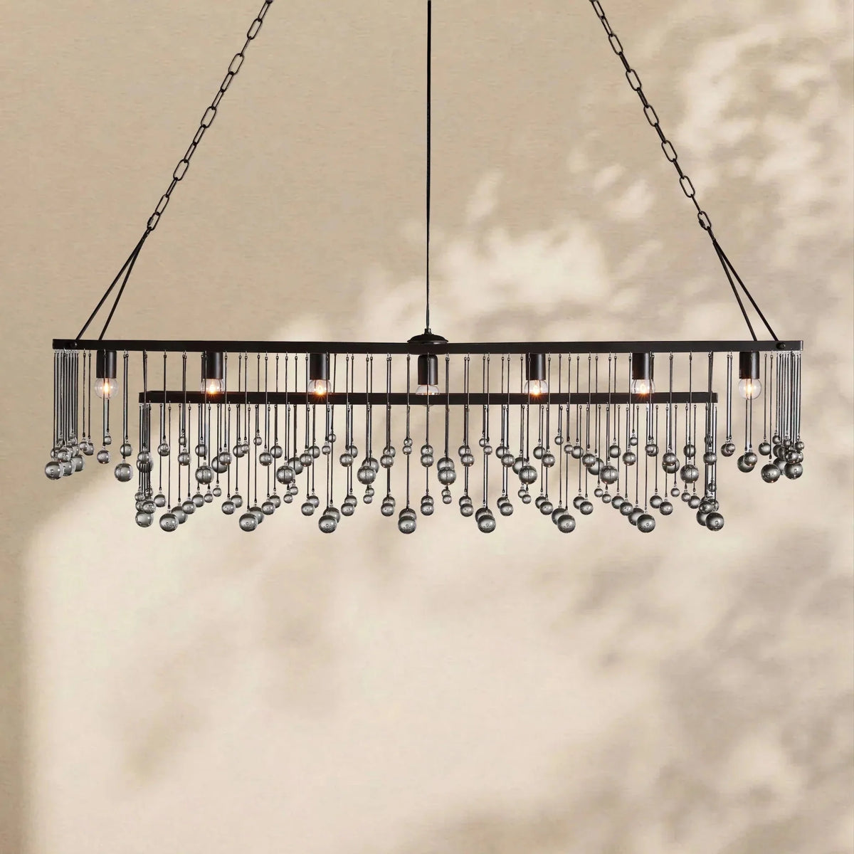 Aubrey Crystal Ball Rectangular Chandelier 47'' 60'' - lampmodern