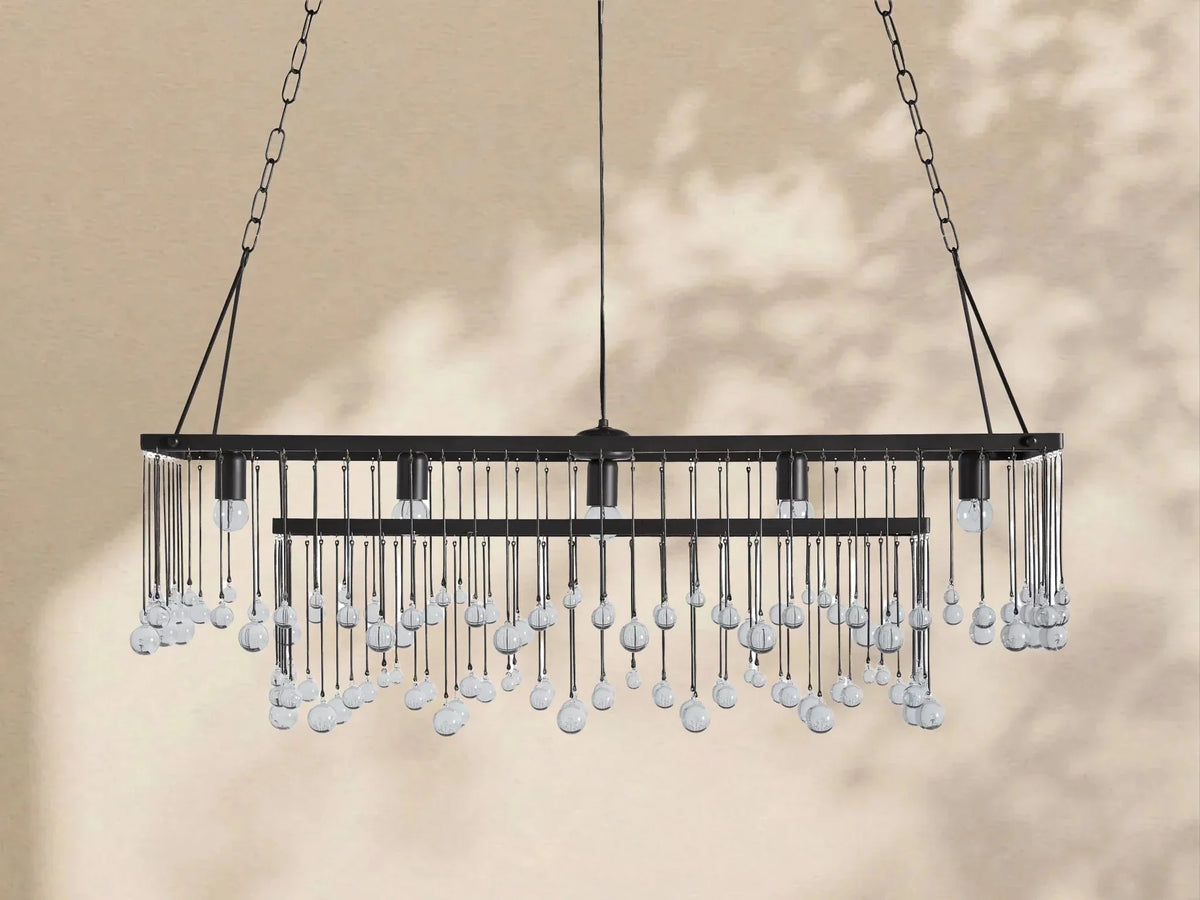 Aubrey Crystal Ball Rectangular Chandelier 47'' 60'' - lampmodern