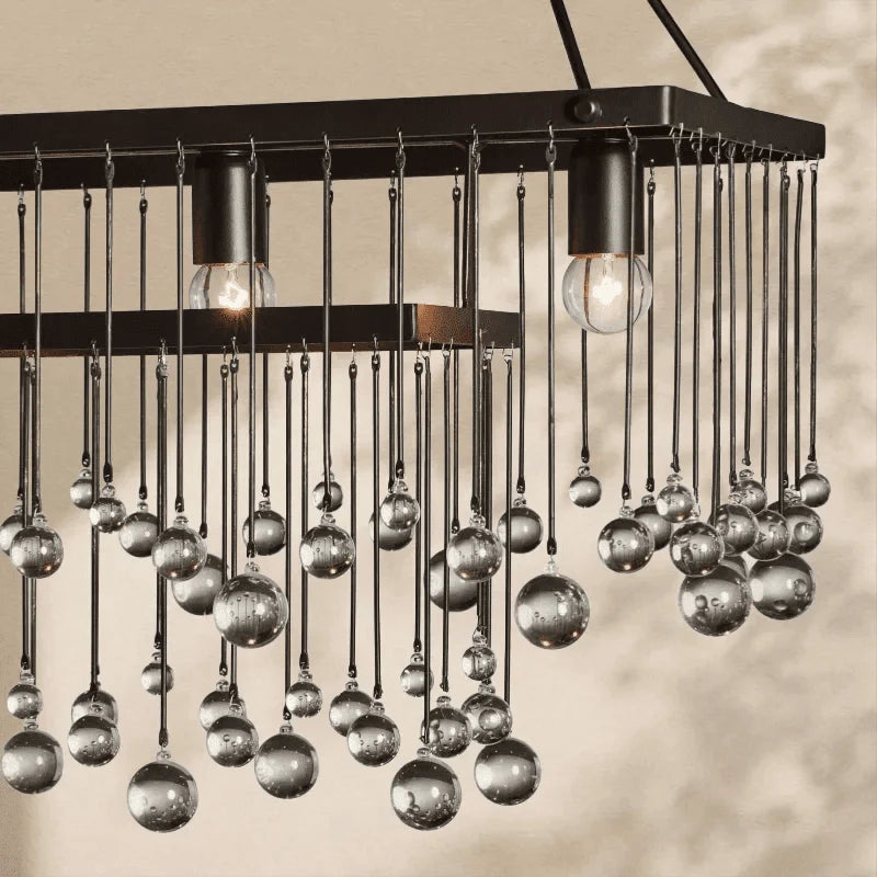 Aubrey Crystal Ball Rectangular Chandelier 47'' 60'' - lampmodern