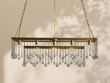 Aubrey Crystal Ball Rectangular Chandelier 47'' 60'' - lampmodern