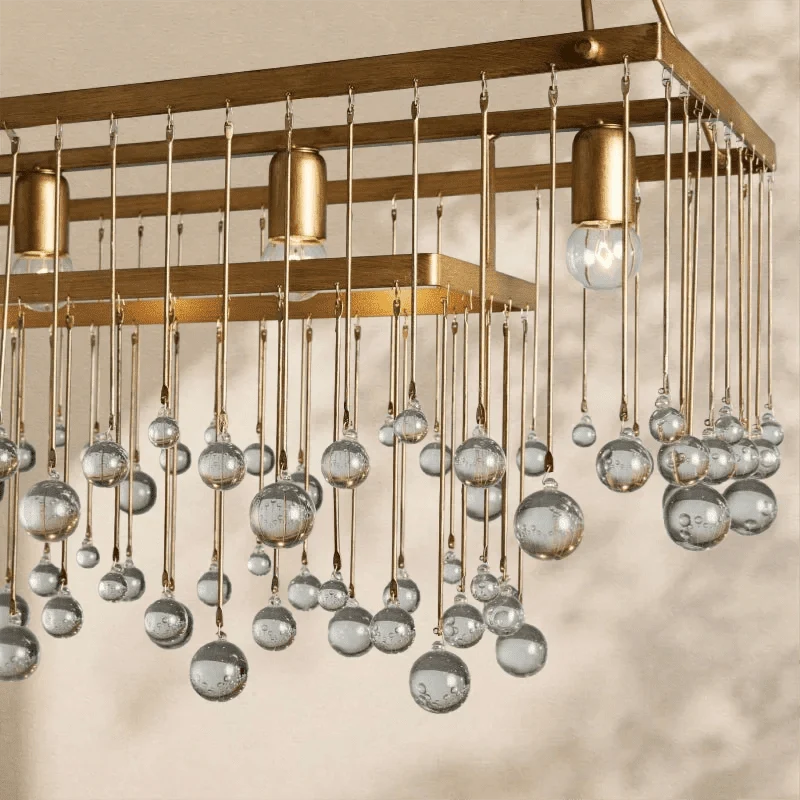 Aubrey Crystal Ball Rectangular Chandelier 47'' 60'' - lampmodern