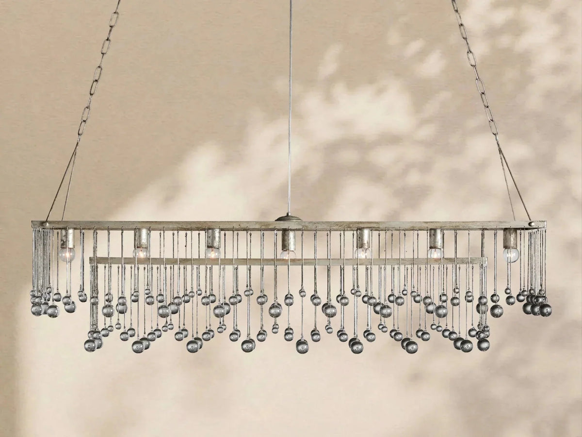 Aubrey Crystal Ball Rectangular Chandelier 47'' 60'' - lampmodern