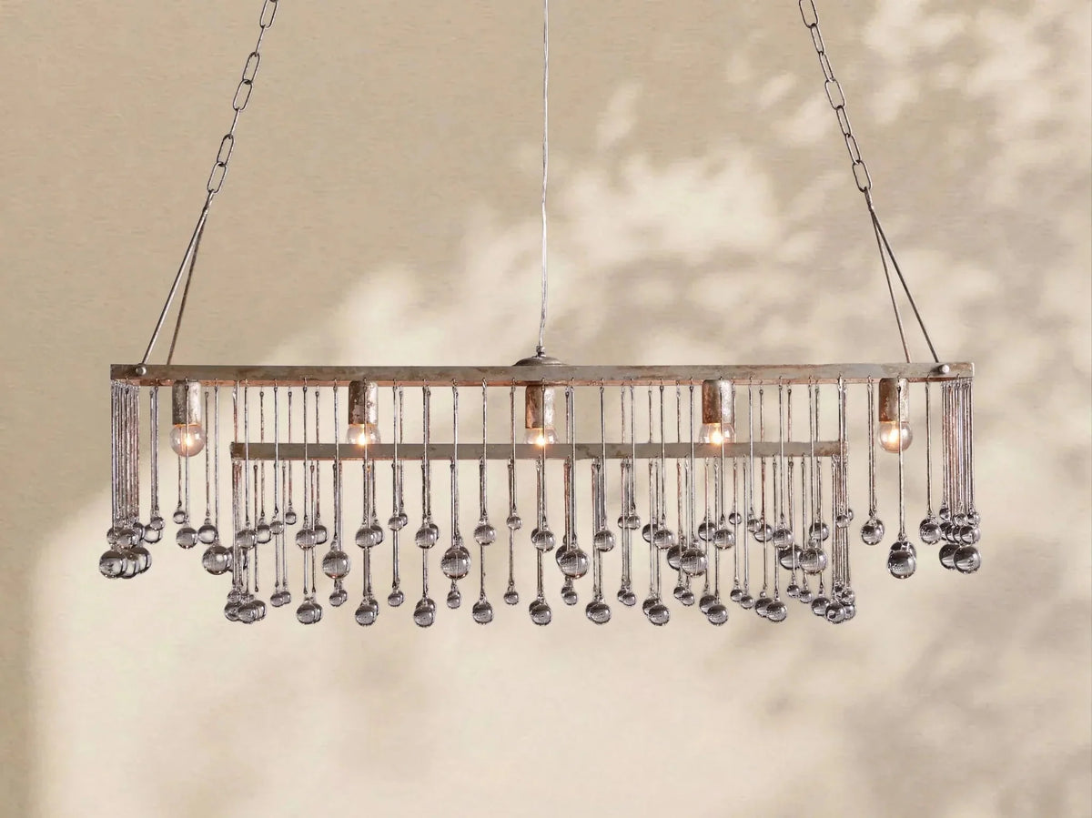 Aubrey Crystal Ball Rectangular Chandelier 47'' 60'' - lampmodern
