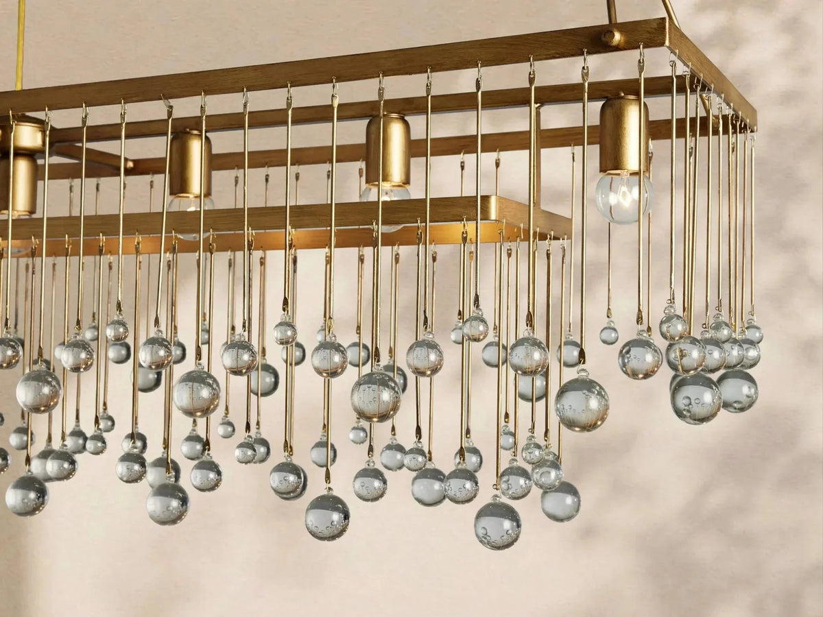 Aubrey Crystal Ball Rectangular Chandelier 47'' 60'' - lampmodern