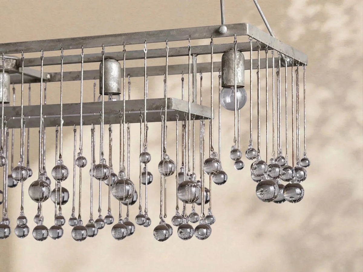 Aubrey Crystal Ball Rectangular Chandelier 47'' 60'' - lampmodern