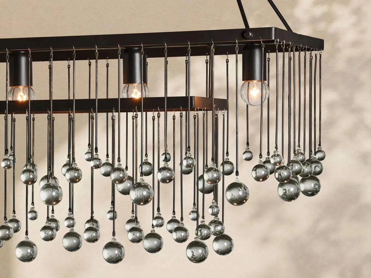 Aubrey Crystal Ball Rectangular Chandelier 47'' 60'' - lampmodern