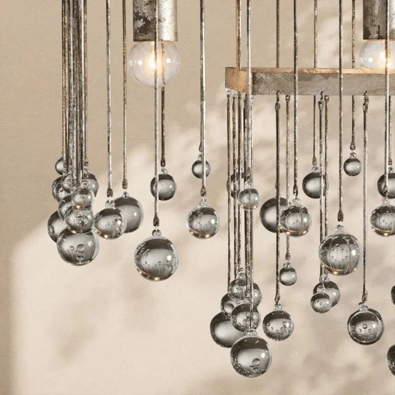 Aubrey Crystal Ball Rectangular Chandelier 47'' 60'' - lampmodern