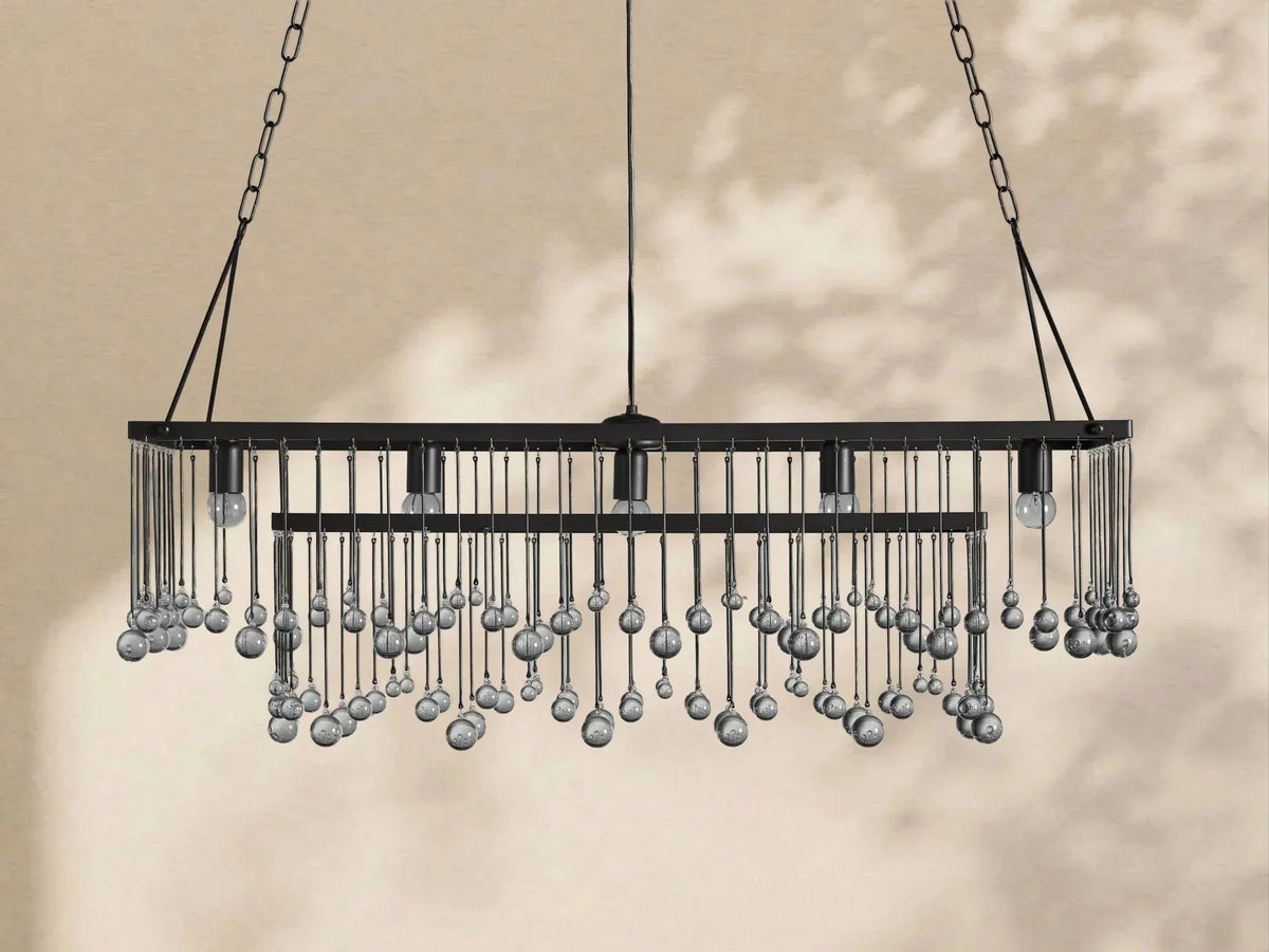 Aubrey Crystal Ball Rectangular Chandelier 47'' 60'' - lampmodern