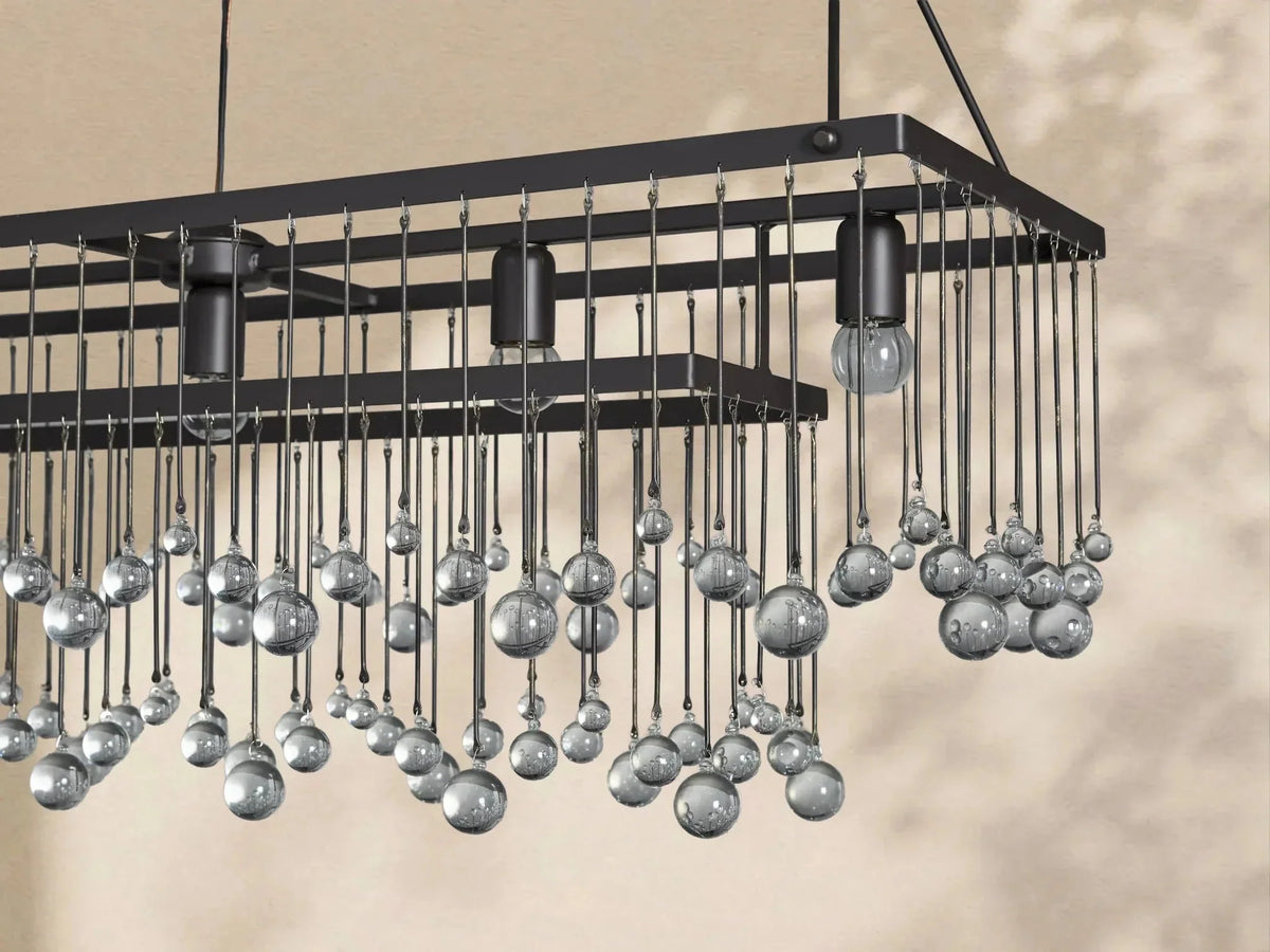 Aubrey Crystal Ball Rectangular Chandelier 47'' 60'' - lampmodern