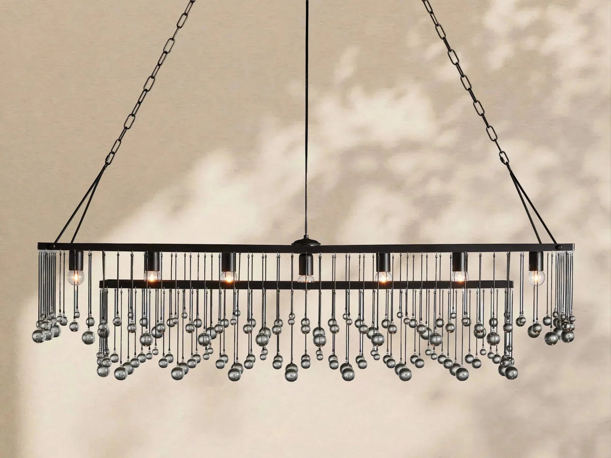 Aubrey Crystal Ball Rectangular Chandelier 47'' 60'' - lampmodern
